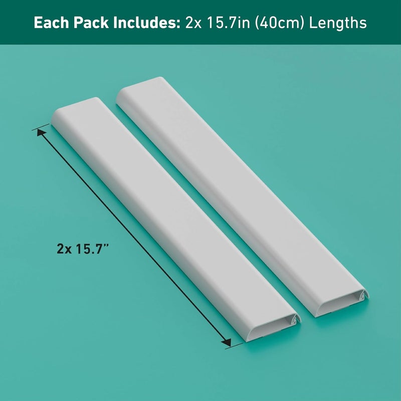 D-Line TV Wall Mount Cord Hider, Hide Mounted TV Cables, Wire Covers, Self Adhesive Cover for Cords, Paintable, Low Profile, Seamless Cable Raceway - 2X 2.36in W x 0.59in H x 15.7in L - White - Image 4